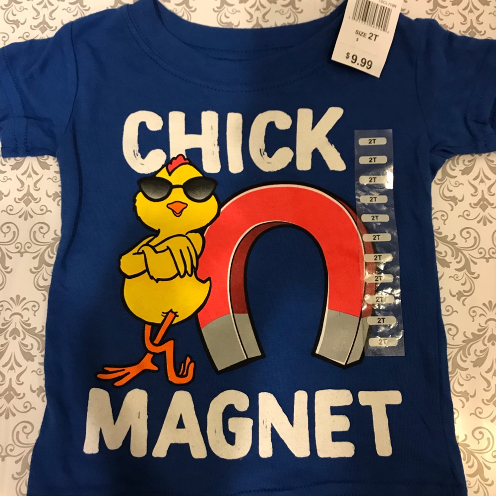 NWT 2T blue “chick magnet” tshirt